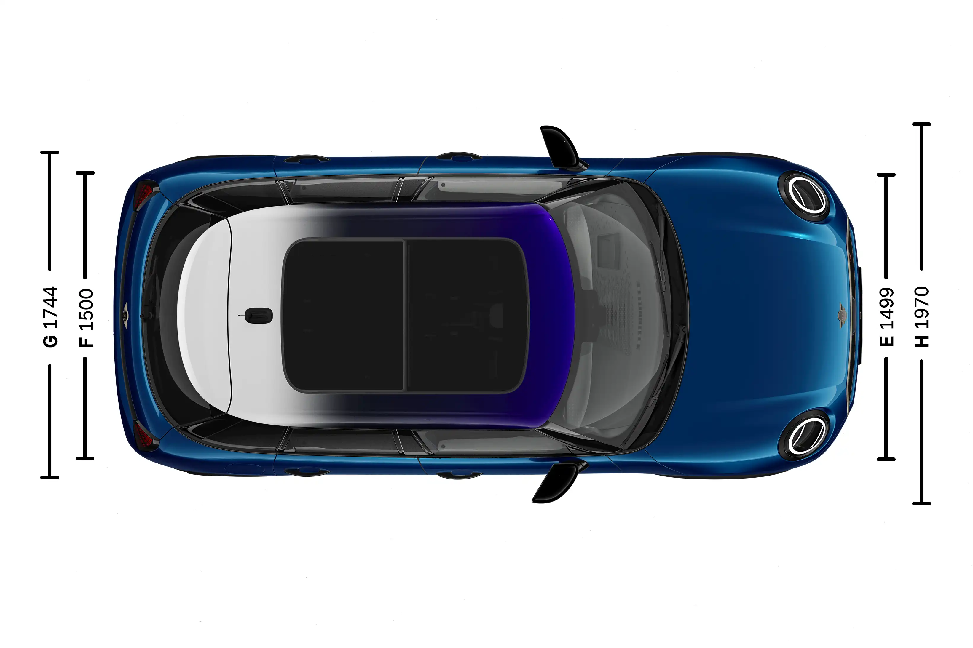 MINI Cooper 5-Türer – Abmessungen Ansicht von oben