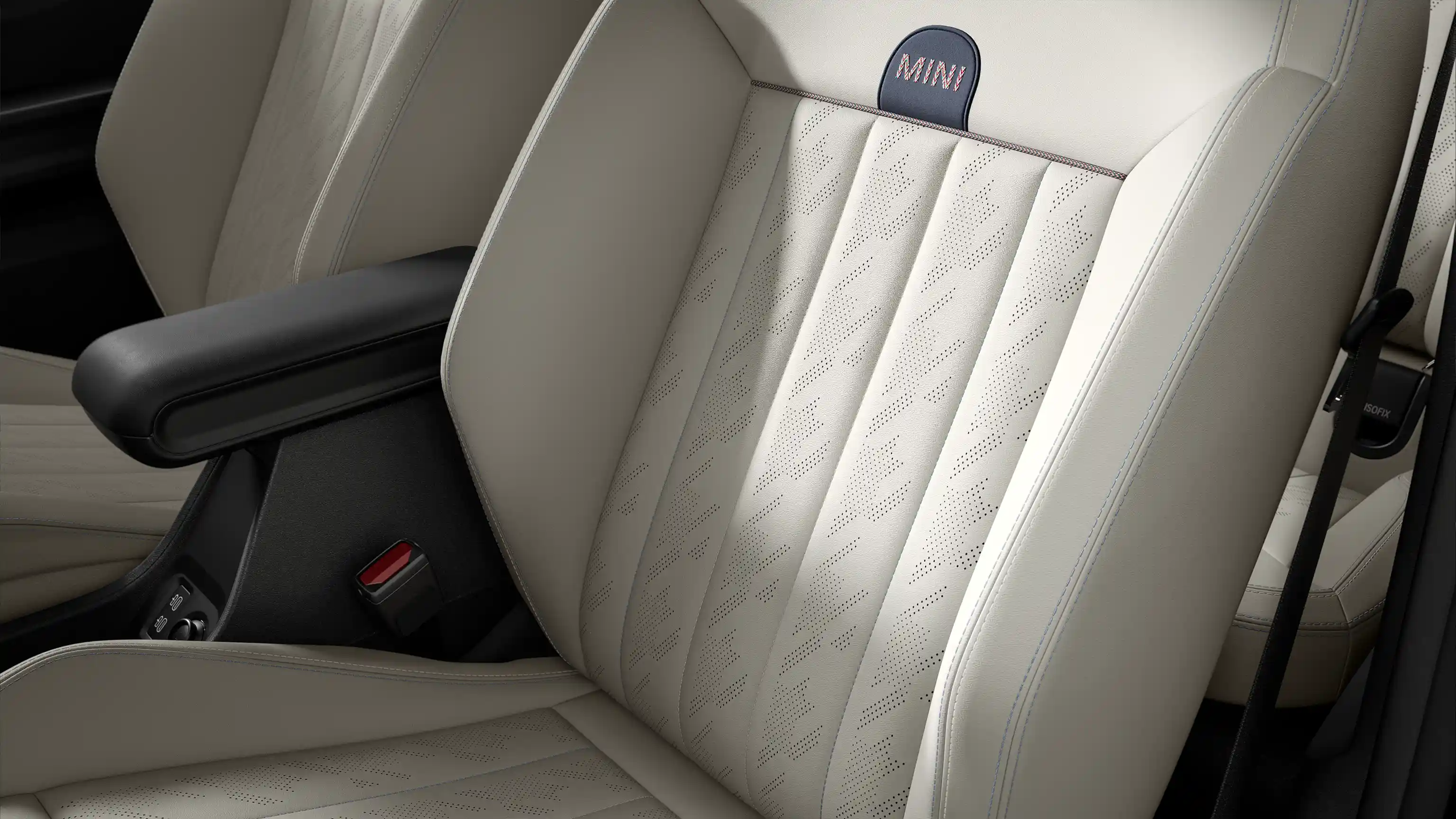 Vue des sièges de la MINI Cooper Cabrio Favoured Style en Beige Vescin