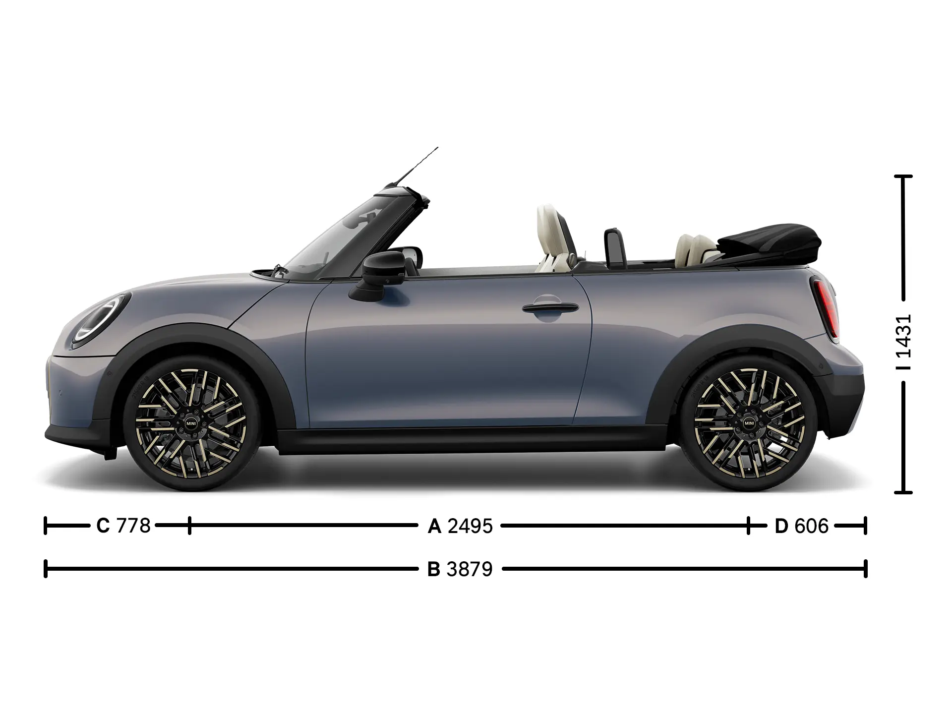 MINI Cooper Cabrio – Abmessungen Ansicht von der Seite