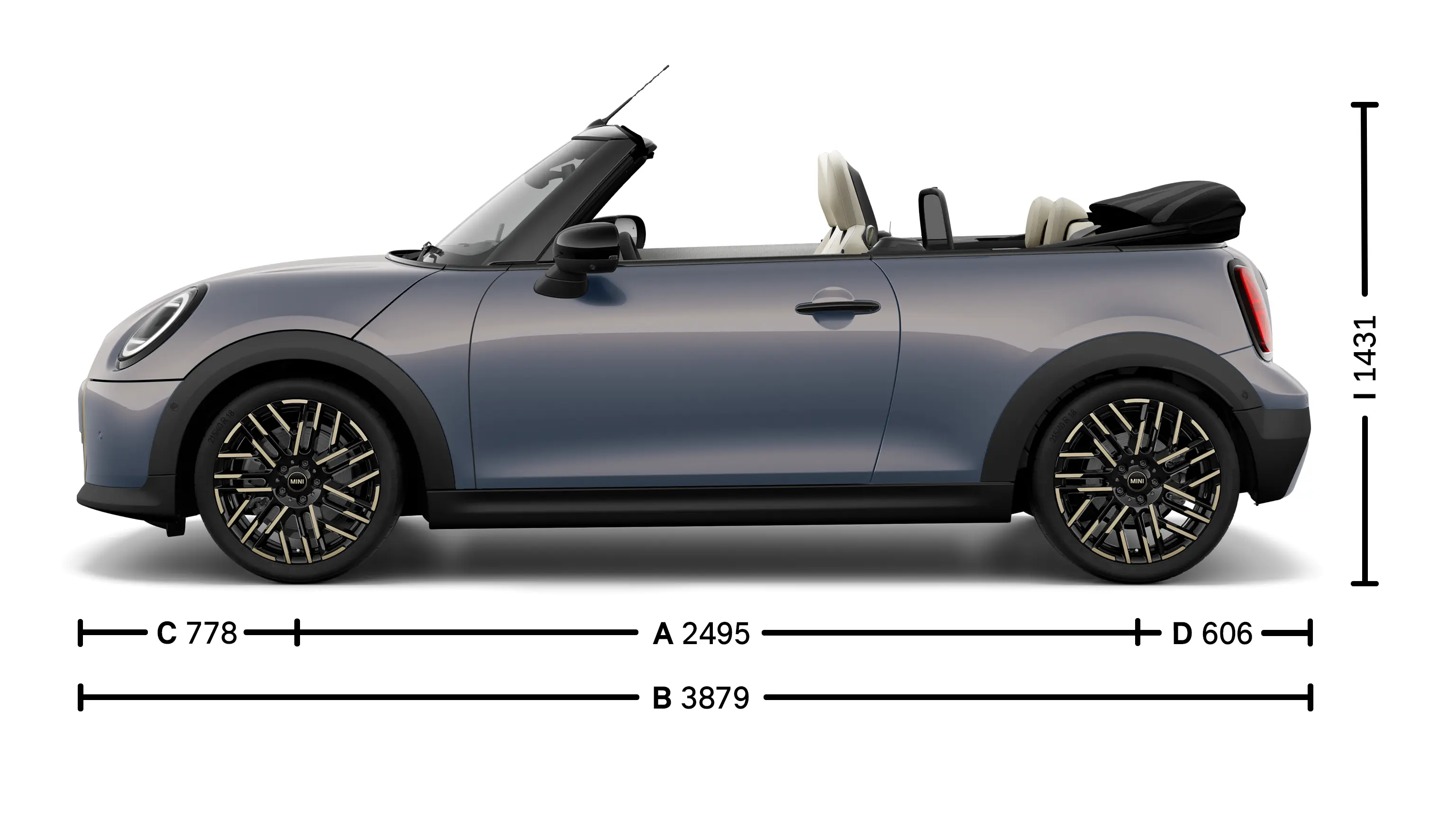 MINI Cooper Cabrio – Abmessungen Ansicht von der Seite