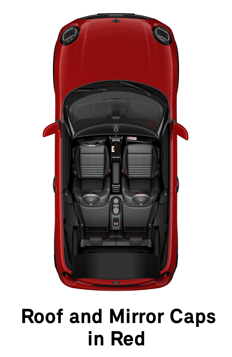  MINI – Ausstattung – JCW Trim – Dach und Spiegelkappen in Rot