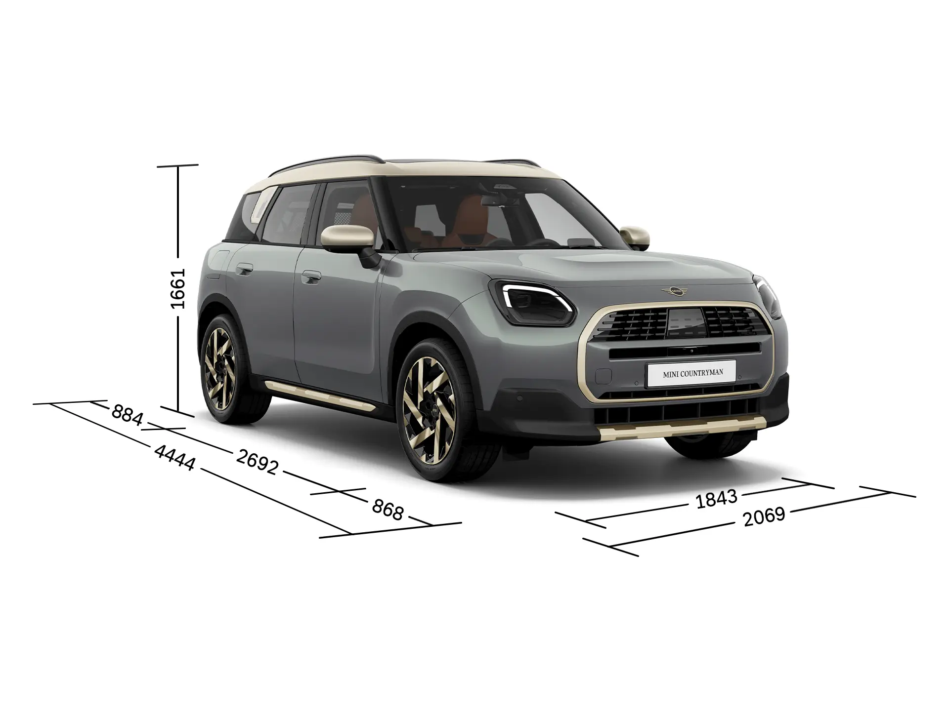 MINI Countryman - Vue de face avec dimensions