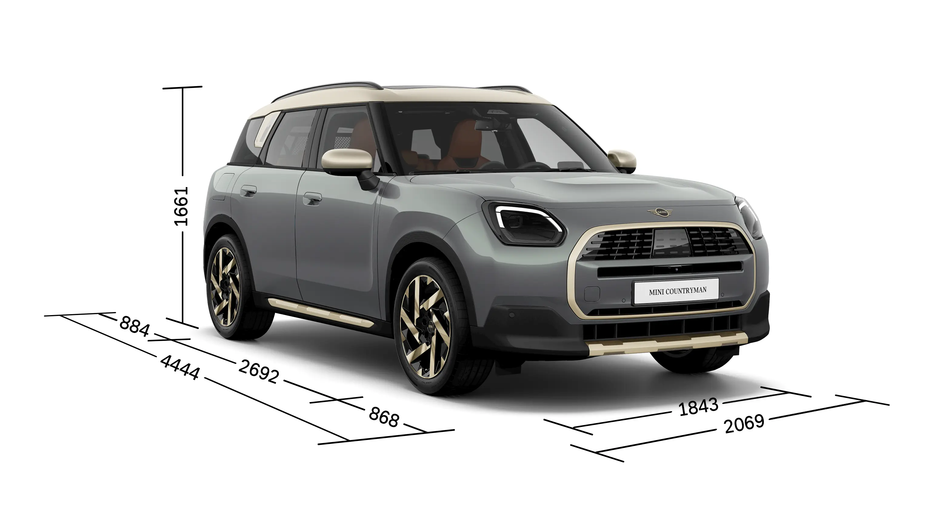 MINI Countryman - Vue de face avec dimensions
