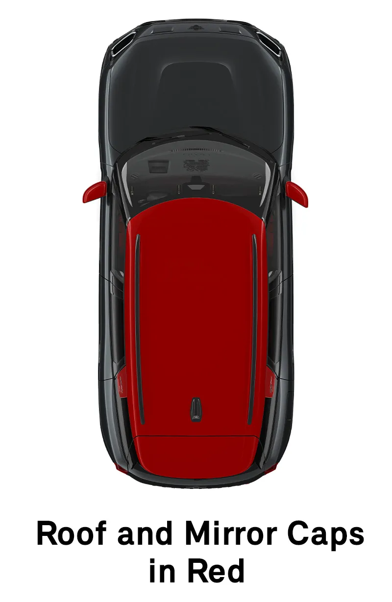  MINI – Ausstattung – JCW Trim – Dach und Spiegelkappen in Rot