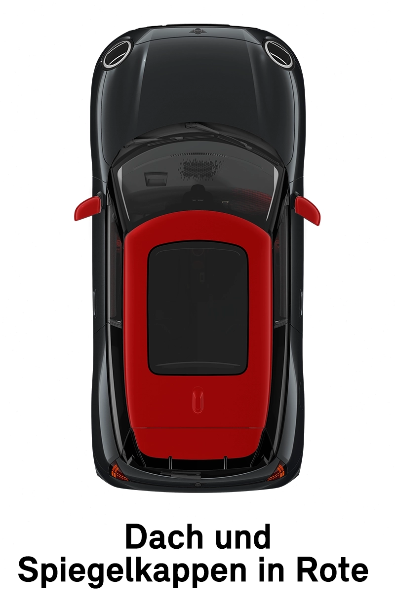  MINI – Ausstattung – JCW Trim – Dach und Spiegelkappen in Rot