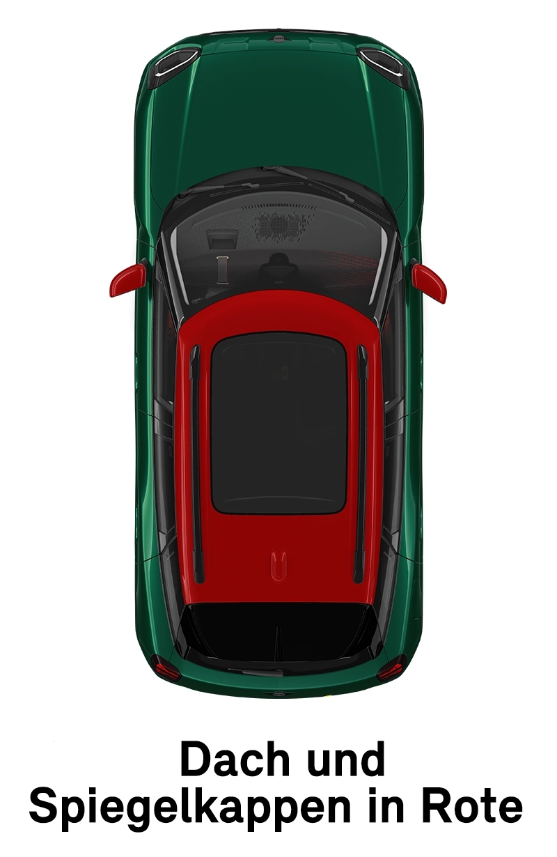  MINI – Ausstattung – JCW Trim – Dach und Spiegelkappen in Rot