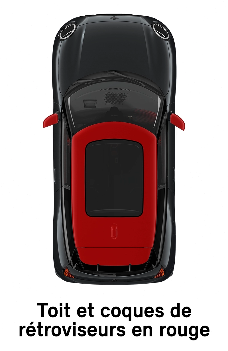  MINI - équipement - coques de toit et de rétroviseurs finition jcw rouge