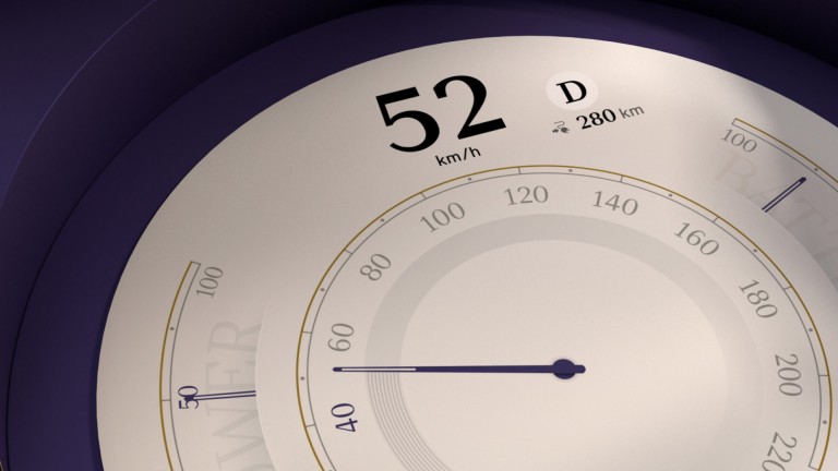 affichage circulaire MINI montrant le compteur de vitesse dans le Timeless Mode