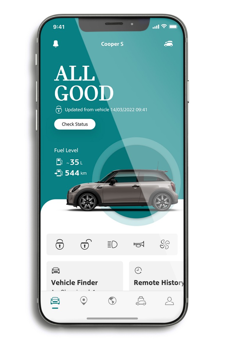 mini connected – mini app– onglet véhicule