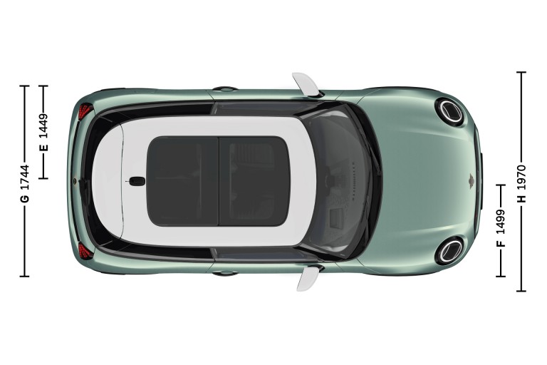 MINI Cooper 3 portes - dimensions - intro image bird view